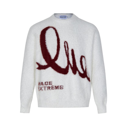 Pull en mohair jacquard alphabet rétro américain