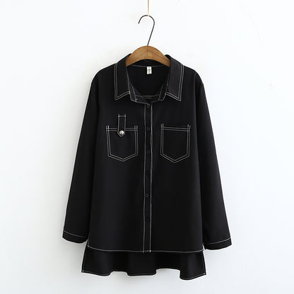 Hong Kong style top line pocket long sleeve shirt