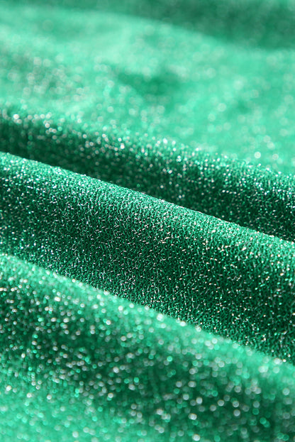 Robe patineuse brillante métallisée verte à doubles bretelles