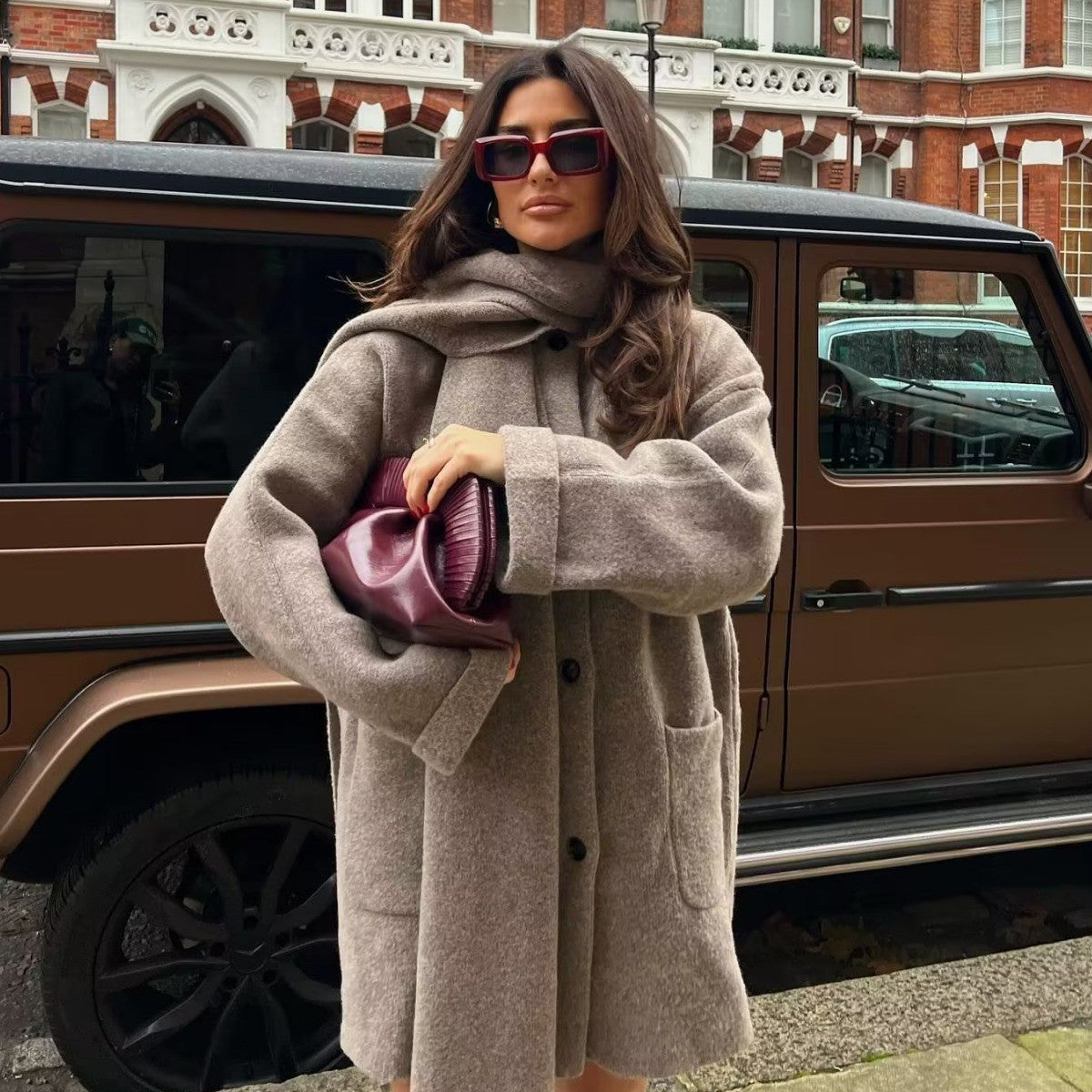 Bufanda de mujer Capa Midi de punto Abrigo de lana Ropa de invierno para mujer