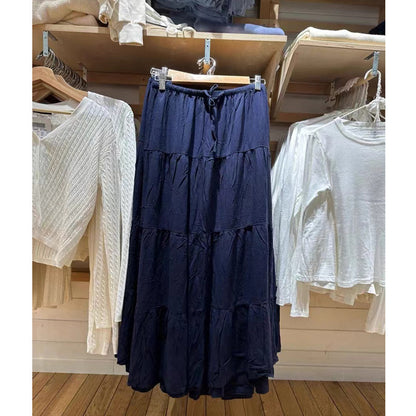 Vestido escalonado de cintura alta para mujer de medio cuerpo con cordones