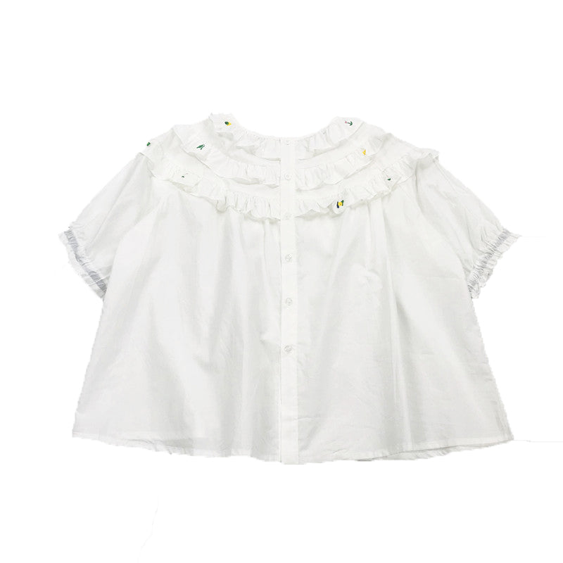 Chemise de poupée en coton ample blanche à manches mi-longues