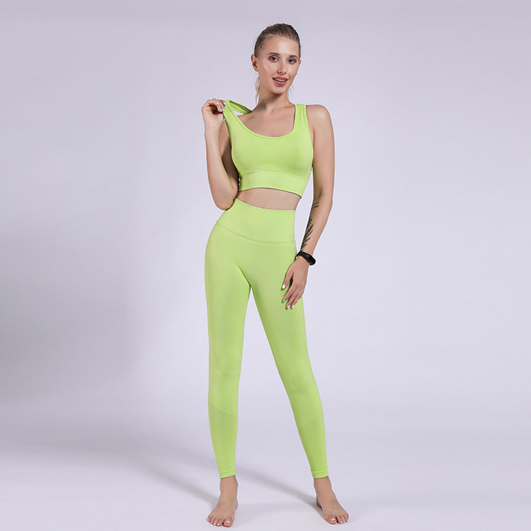 Venta caliente nueva ropa de Yoga deportes sin costuras melocotón caderas pantalones de Fitness pantalones de cadera Leggings ropa de Yoga trajes de mujer