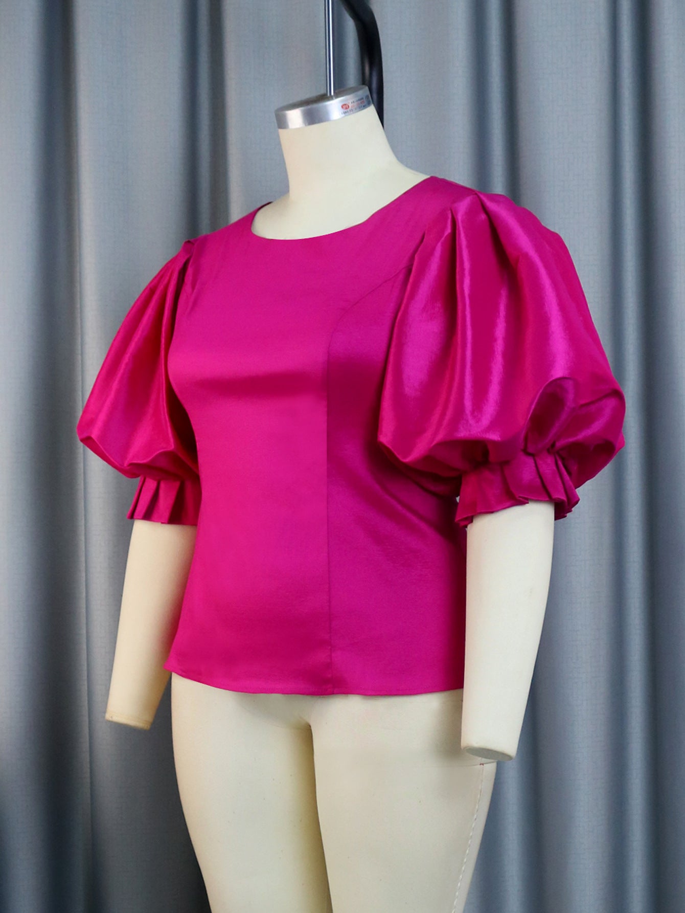 Summer Satin Lantern Sleeve Waist-controlled Top