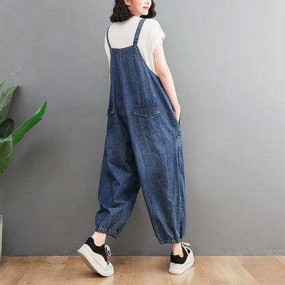 New Plus Size Women's Loose And Slim Denim Overalls