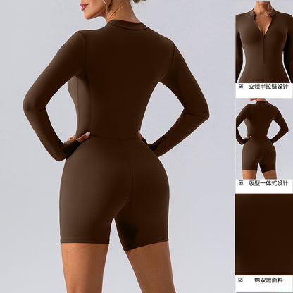 Long-sleeve Zipper One-piece Dance Training