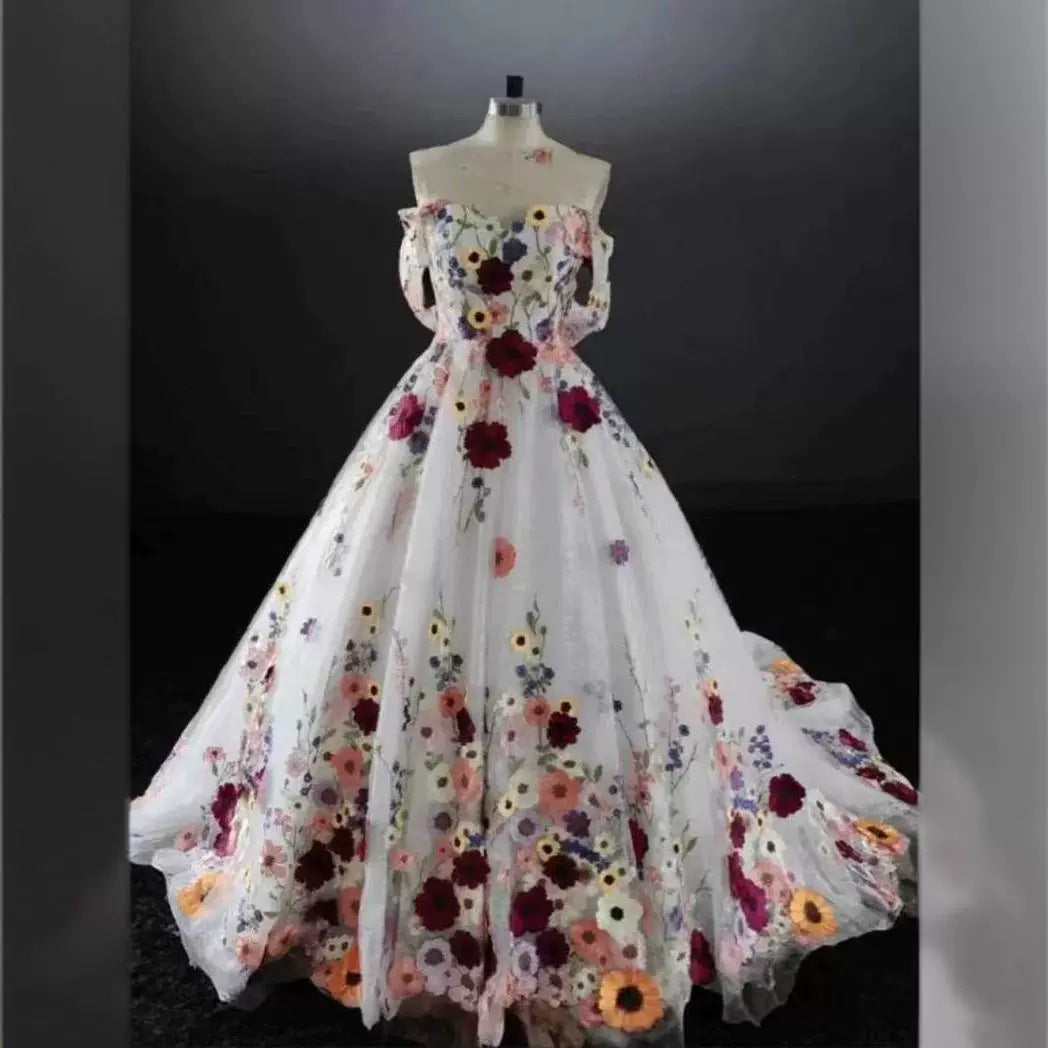 Exquisite Flowers Welcome Yarn Banquet Dress