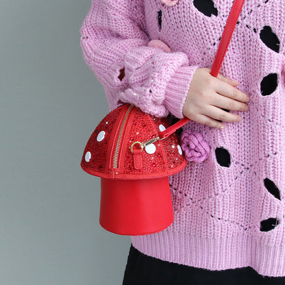 Cute Fashion Mushroom Diamond Cross-shoulder Bag