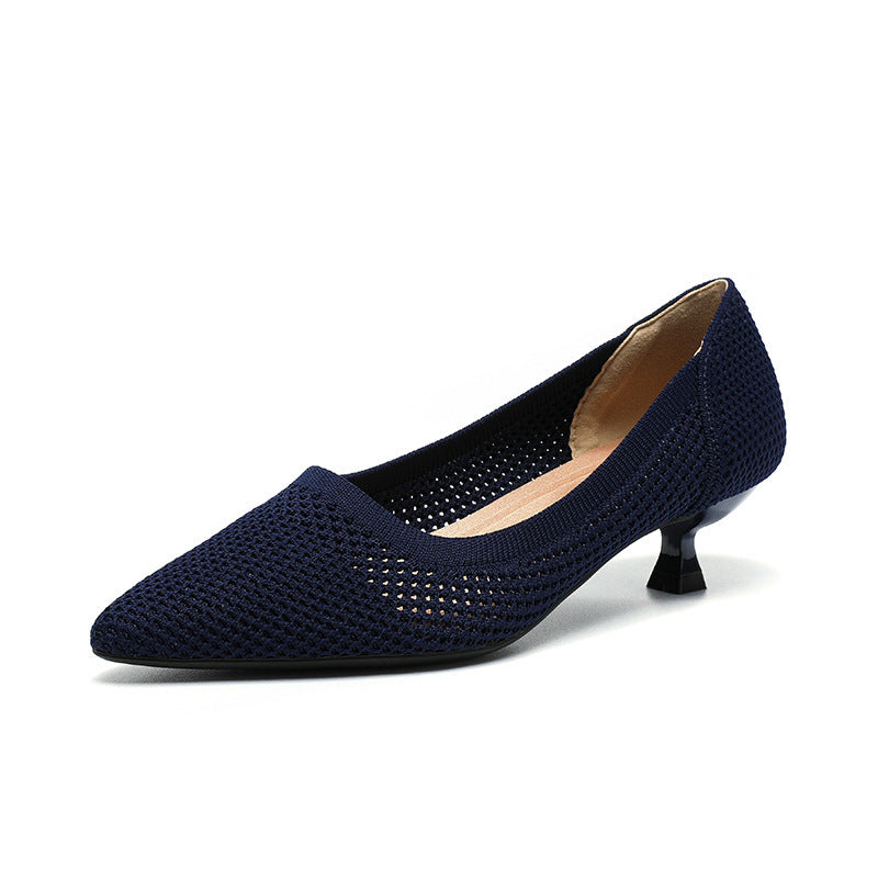 Breathable Hollow Fly Knitted Pointed Casual Shoes