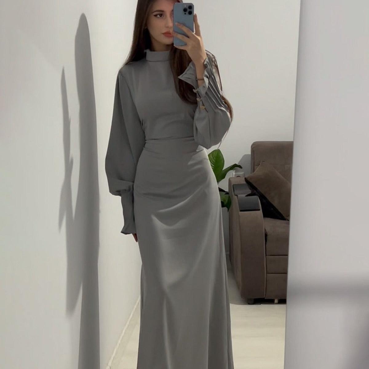 Vestido ajustado y atado con cintura plisada nuevo para mujer