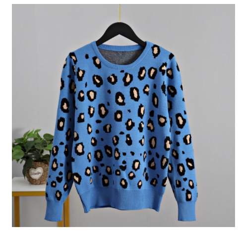 New Leopard Print Women's O-neck Sweater For Autumn And Winter