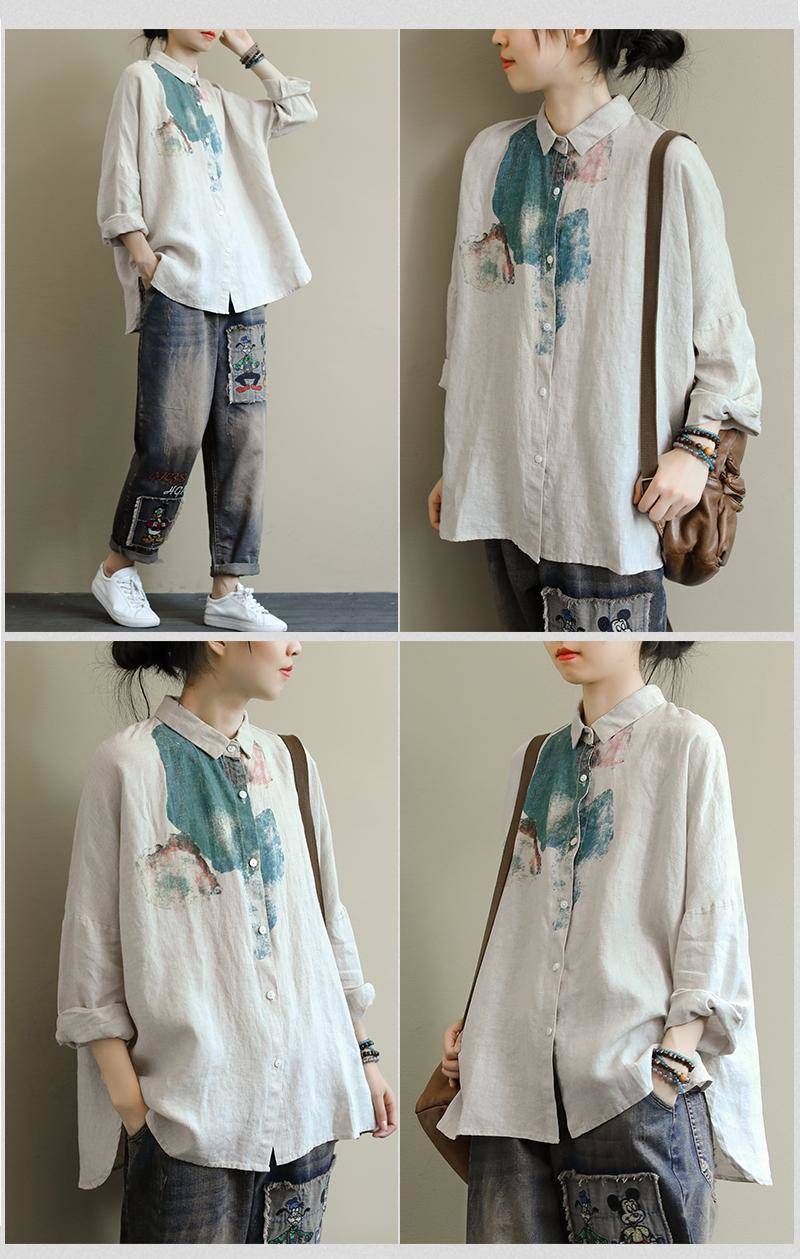 Retro Loose Art Long Sleeve Shirt