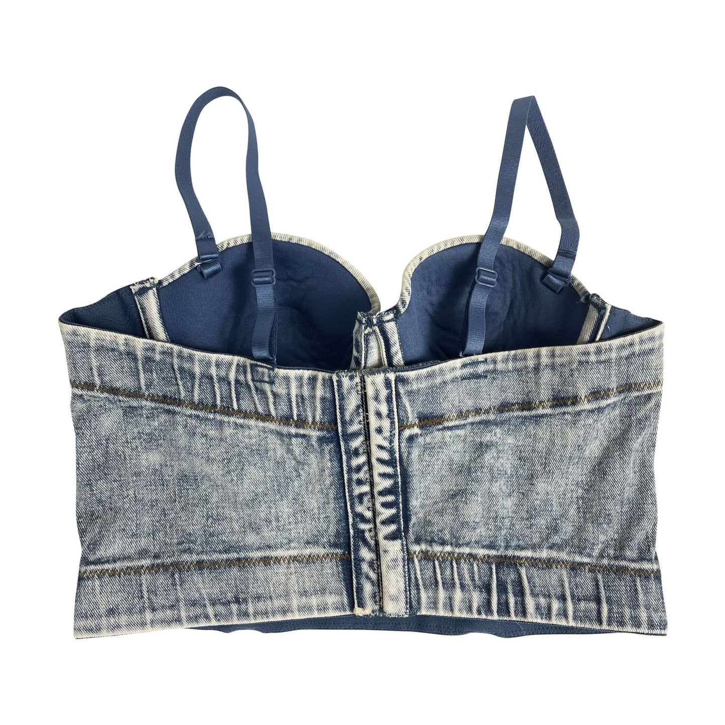 Camisole en denim rétro américain teint en arête de poisson grise