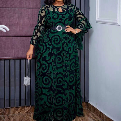 Robe plissée en mousseline de soie grande taille pour femmes africaines