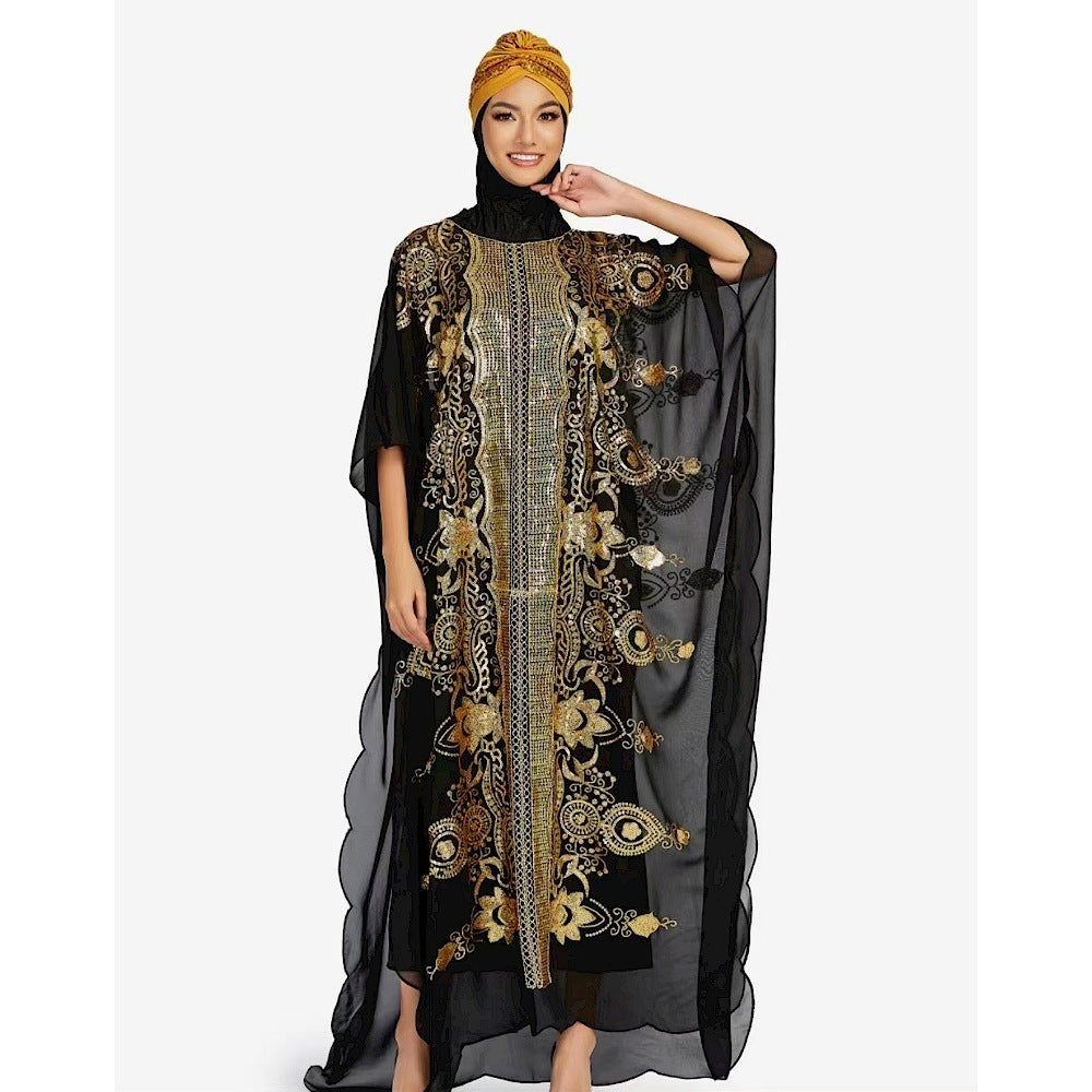 Plus Size Chiffon Elegant Graceful Sequined Shawl Gown