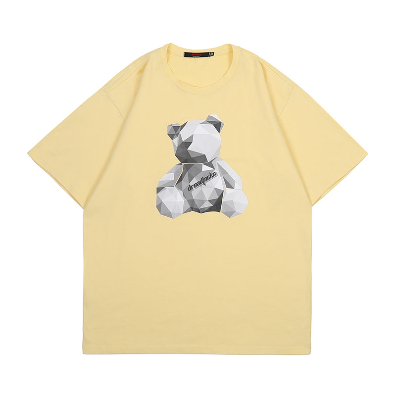 Camiseta de manga corta con estampado de oso de diamantes Ins estilo Harajuku de marca Summer Tide