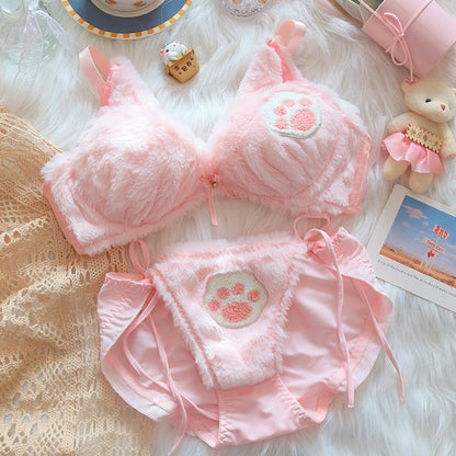 Conjunto de bragas de sujetador de felpa Moon Rabbit Girl