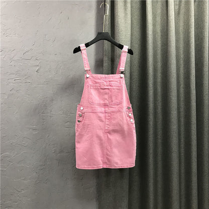 Thin And Small Sling Denim Brace Dress