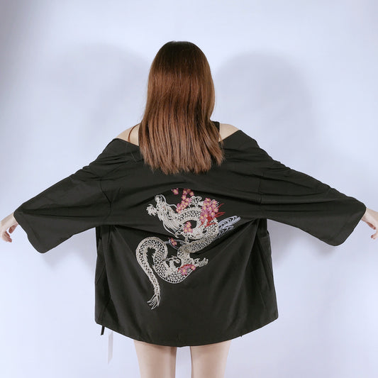 Début automne Cardigan japonais Kimono Harajuku broderie