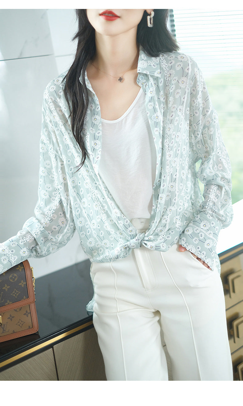 Summer New Shirt Women Long-sleeved Chiffon Shirt