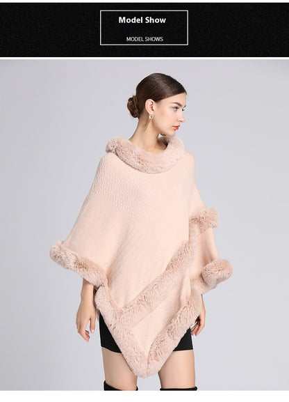 Imitation Rex Rabbit Fur Collar Cape And Shawl