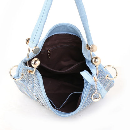 Fashion One-shoulder Messenger Portable Bucket Bag Denim Canvas