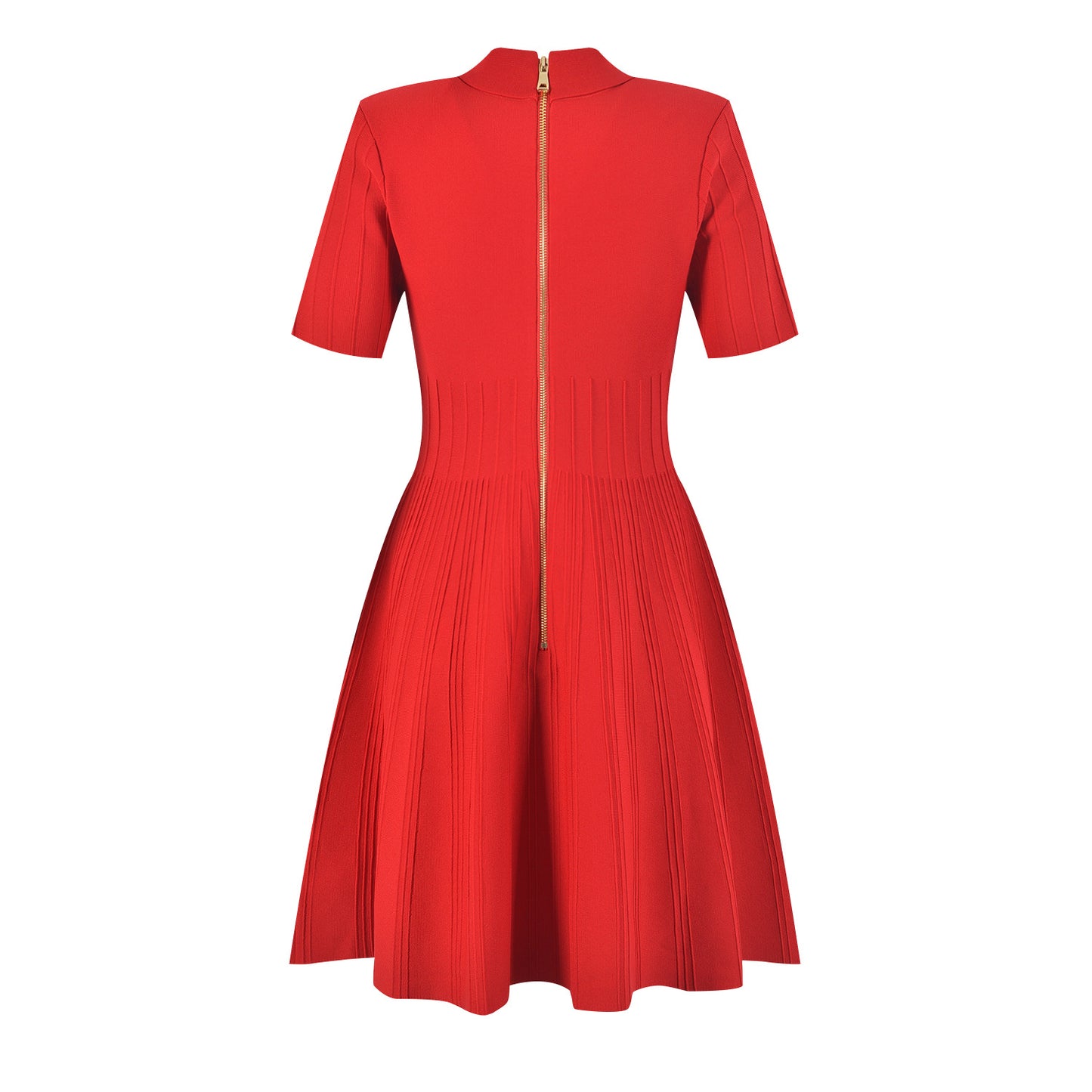 Robe tricotée en soie glacée pour femmes, col Polo, jupe trapèze à la taille