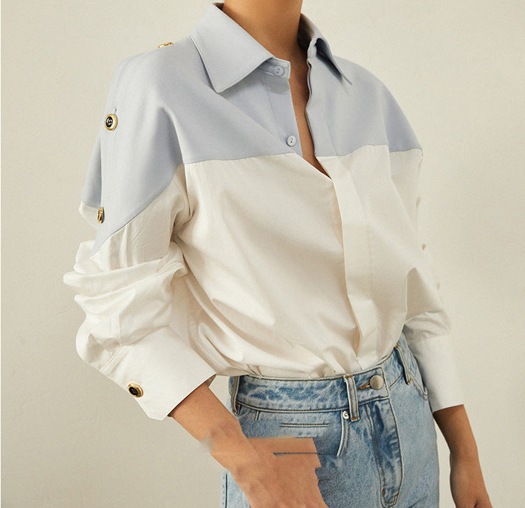 Women's French-style High-grade Color Matching Shirt