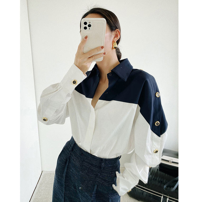 Women's French-style High-grade Color Matching Shirt