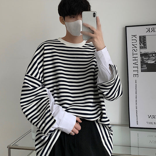 Design Fake Two-piece Contrast Color Stitching Sweater