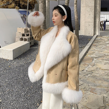 Women's Fashion And Environment-friendly Fox Fur Fur Integrated Fleece Short Wool Coat