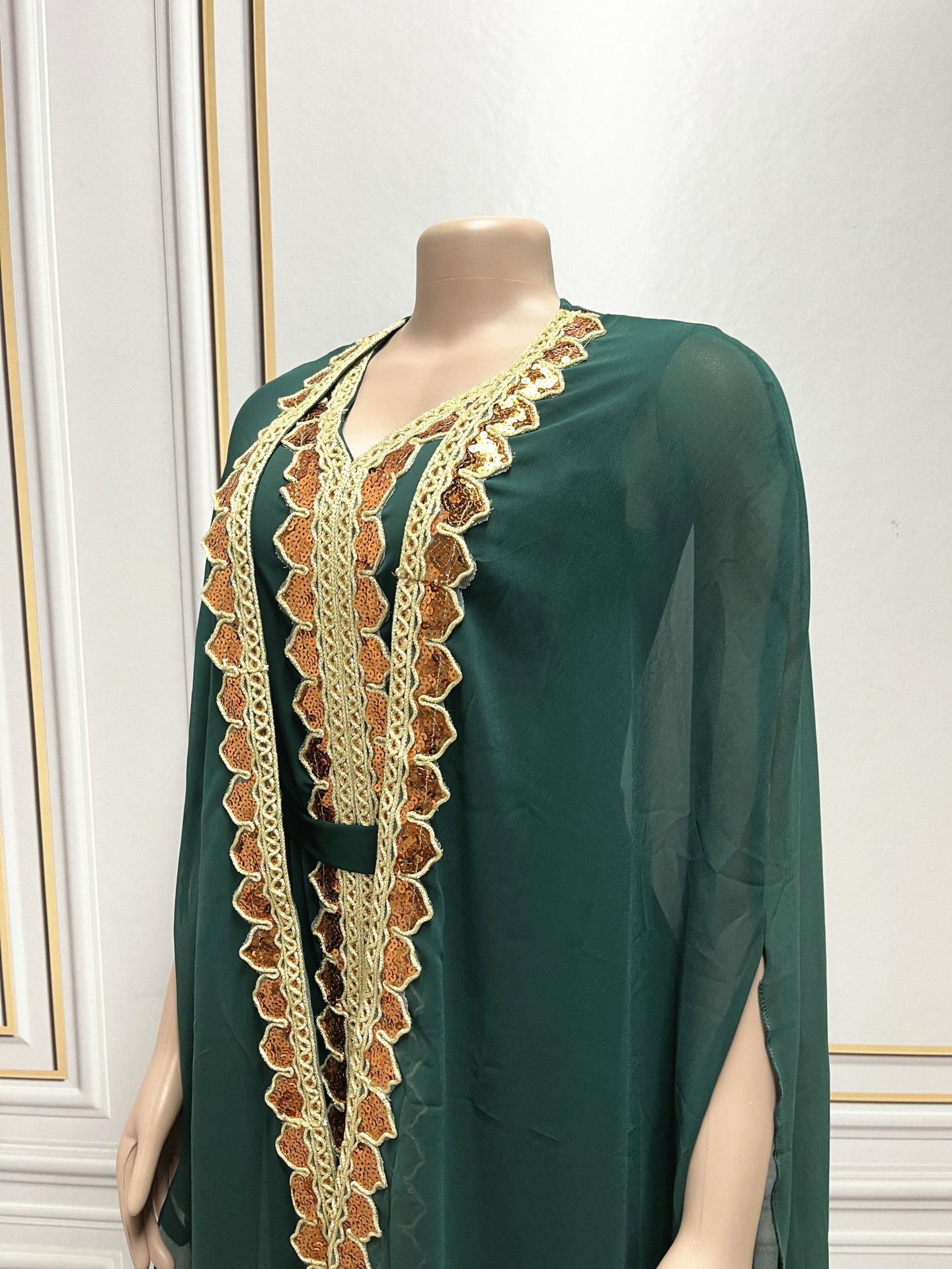 Robe de costume à paillettes pour femmes musulmanes du Moyen-Orient, Cape