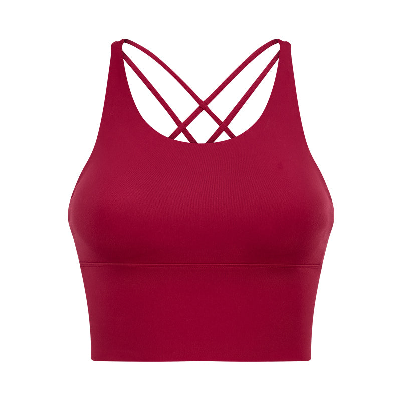 Soutien-gorge de fitness dos nu petites bretelles couleur unie