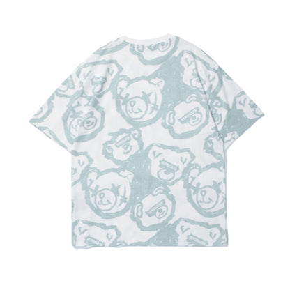 T-shirt imprimé ours à imprimé complet, tendance d'été japonaise