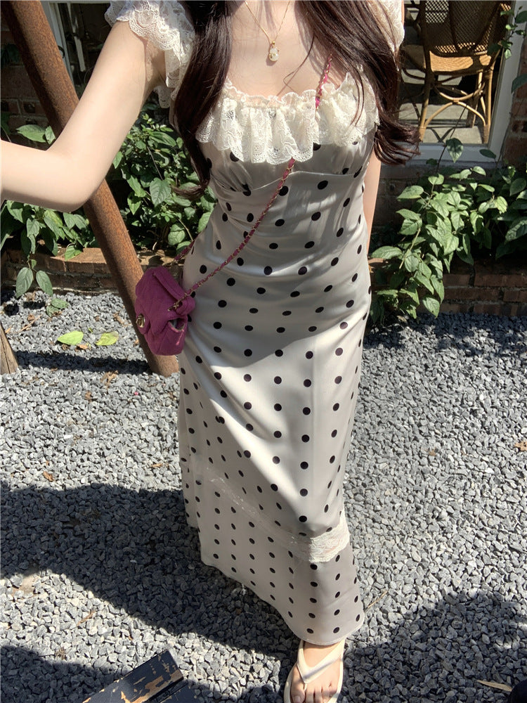 Polka Dot Brace Dress Women