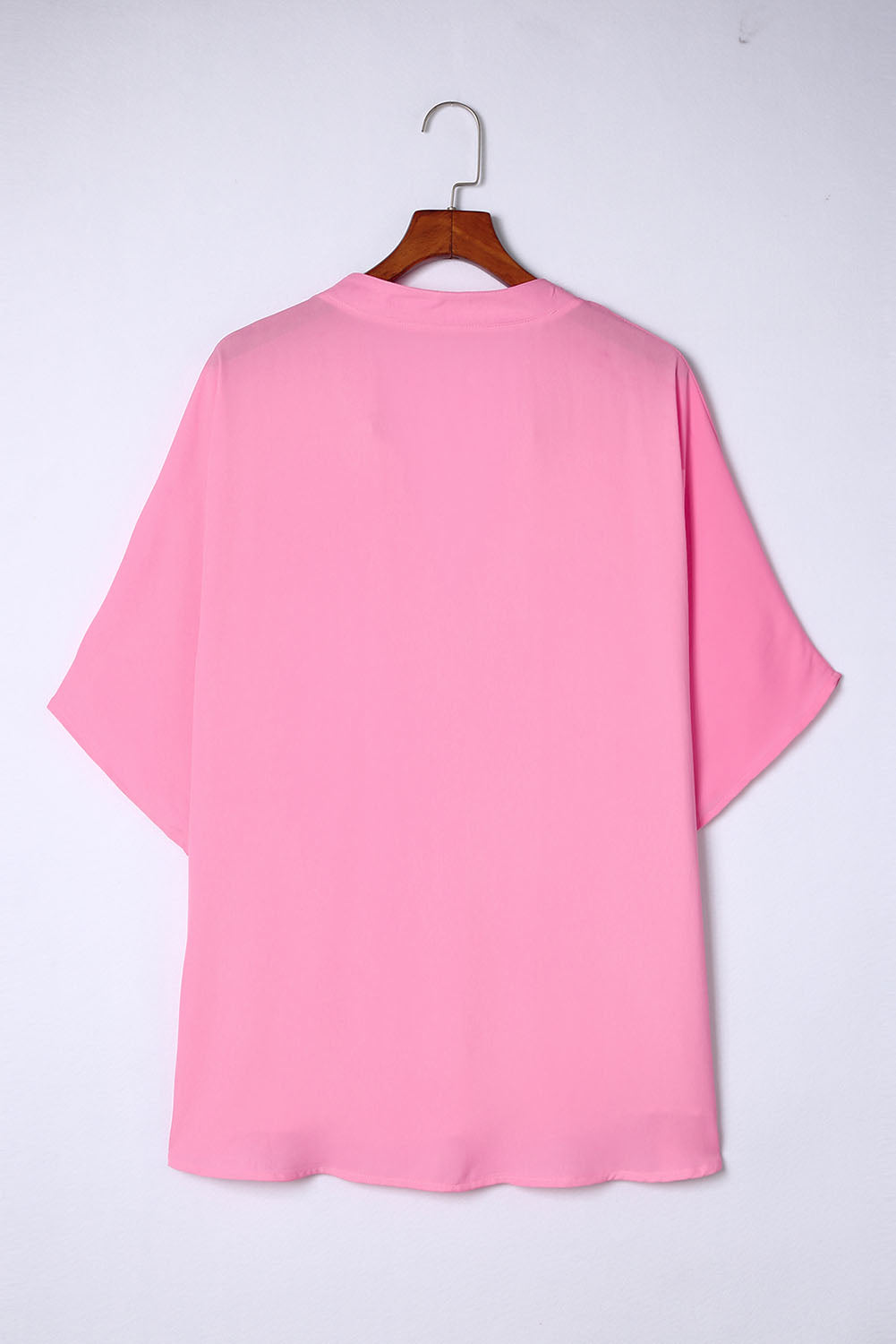 Blouse à Col Cranté et Demi-Manches de Grande Taille