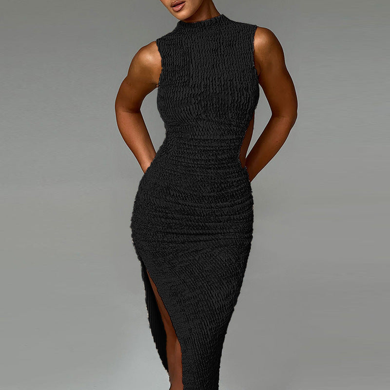 New Fashion Camisole Texture Backless Slit Tight Dress