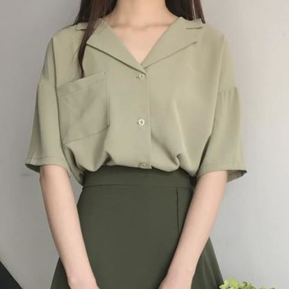 Korean Version Of Solid Color Avocado Green Irregular Set