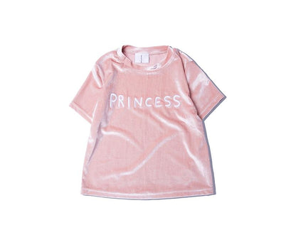 PRINCESS EMBROIDERY VELVET TEE