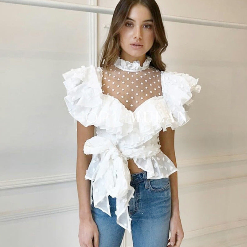 Lace ruffled shirt