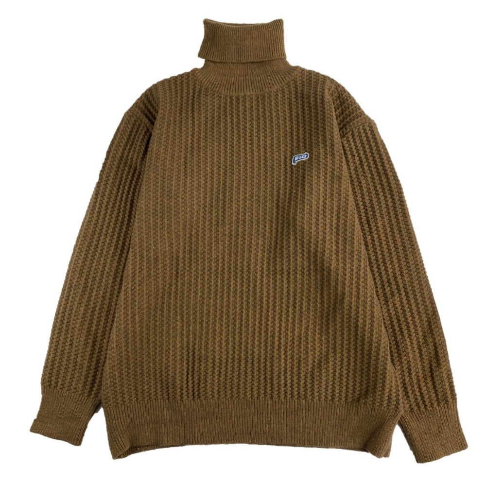 Pull à col roulé de couleur caramel rétro pour hommes et femmes