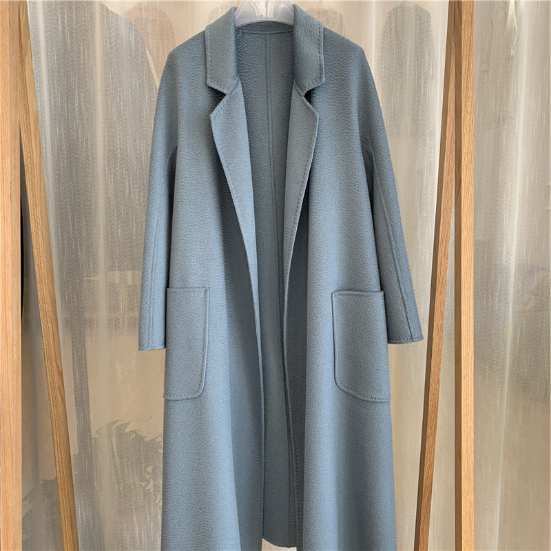 Water Ripple Cashmere Women's Long Reversible Cashmere Coat