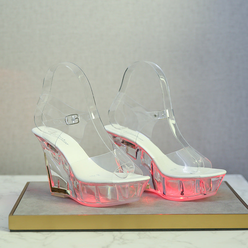 Women's Fashionable Crystal Bottom Luminous Sandals