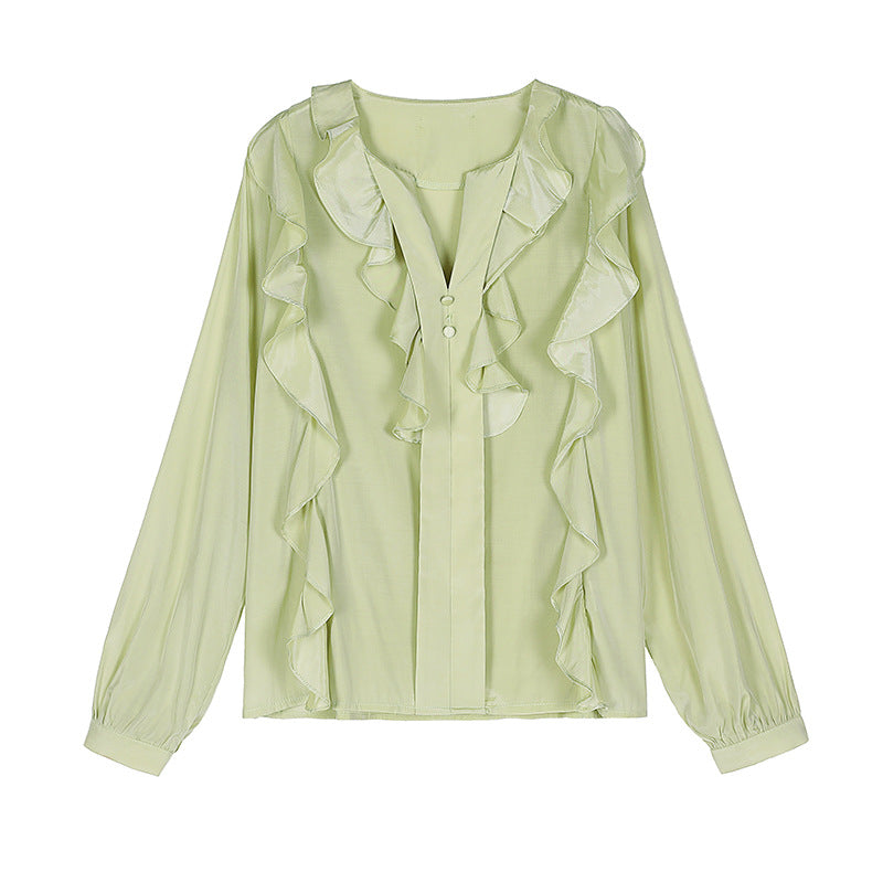 New chiffon shirt female long sleeve top