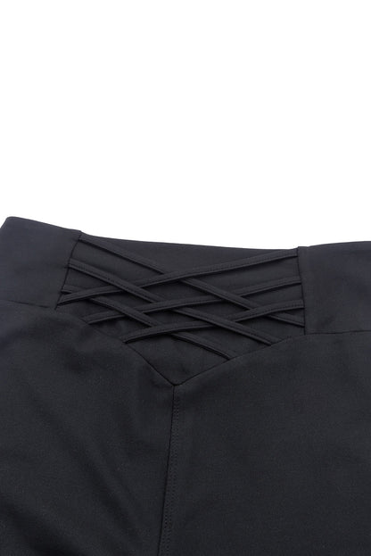 Legging taille haute noir croisé avec contrôle du ventre