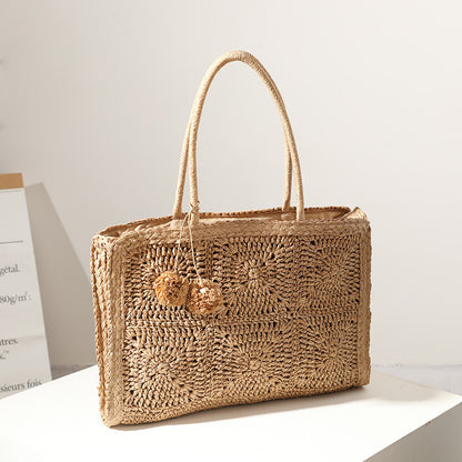 Capacity Wool Ball Hand-woven Bag Casual One-shoulder