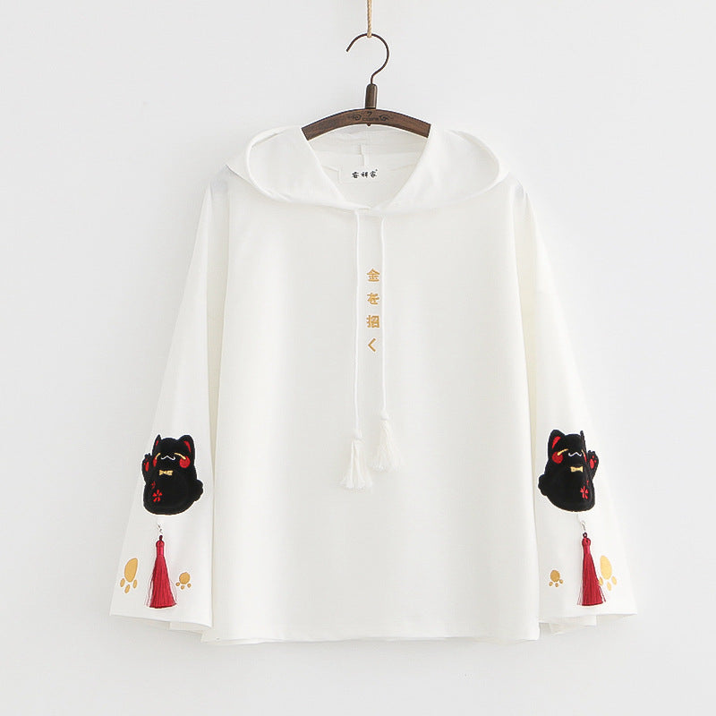 Preppy Style Cartoon Embroidered Sweater Long Sleeve Japanese Style