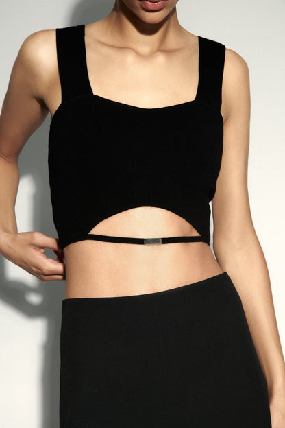 Slim Fit Straight-fit Knitted Top With Buckle