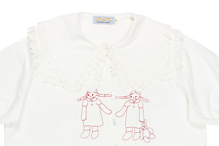 Lace collar embroidery short sleeve