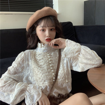 French Style Lace Shirt For Women In Spring And Autumn